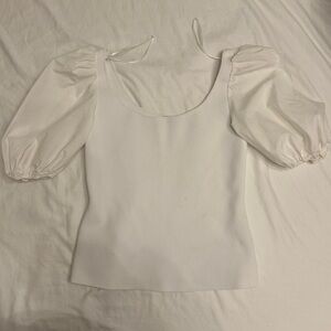 Theory White Puff Sleeve Blouse